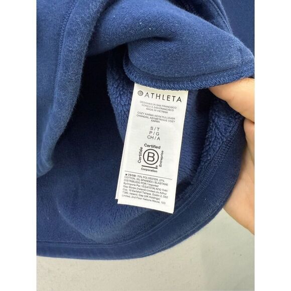 Athleta Womens Blue Cozy Karma Asym Zip Up Pullover Sweatshirt Size Small - Picture 5 of 8